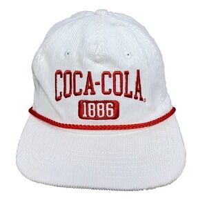 Coca Cola Hat Cap SnapBack White Red ‎ Corduroy Rope Trucker Soda Adult Retro